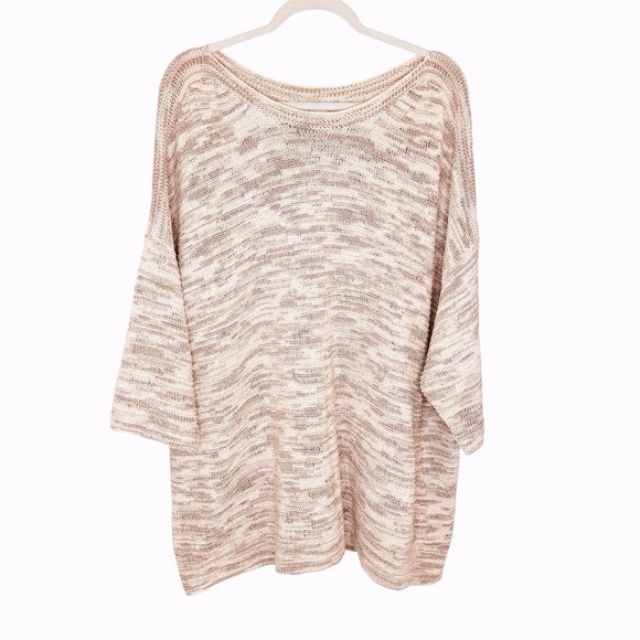 J Jill Pure Jill Tunic Sweater Plus Size 4X Ivory Fawn Tan 3/4 Sleeve Cotton NWT - Picture 2 of 7